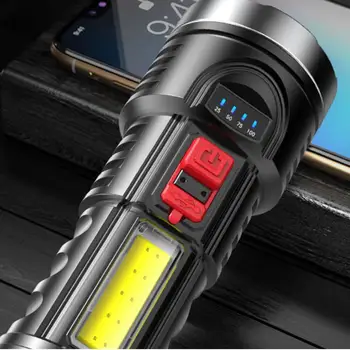 XANES 4-Režiimid Pikk Visata LED Taskulamp Koos COB Sidelight Portable LED Taskulamp Jahindus Kalapüük Laterna Tähelepanu keskpunktis Avarii Lamp