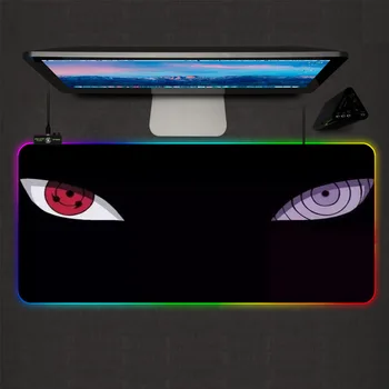 XGZ Animatsiooni Mouse Pad Naruto Silmad Muster RGB Mängija Tarvikud LED Backlight Arvuti Desktop Klaviatuur Pad Suur Mousepad