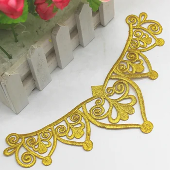 YACKALASI Kuld Appliqued Raud Royal Crown Diy Trimmib Läikiv Metallik Tikitud Plaastrid Kuld Ja Hõbe 22cm*8cm