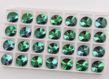 YANRUO 3200 Kõik Suurused Emerald Flatback Rivoli Kristall Õmble Rhinestone Applique prügikasti raputas Riided Käsitöö Teenetemärgid