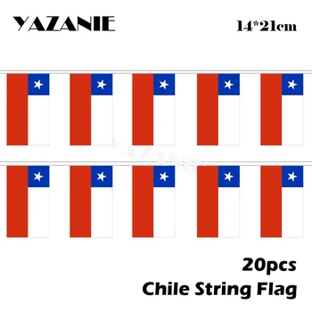 YAZANIE 14*21cm 20PCS 5Meter Tšiili Rippuvad String Lipu Tšiili Kvaliteedi Dekoratiivsed Polüester Lipu Kohandatud Riigi Lipu Hulgimüük