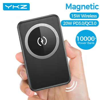 YKZ Magnet Traadita Power Bank 10000mAh kaasaskantav ultra-õhuke PD 15W 20W Traadita Magsafing Power bank for iPhone 12 Pro Max