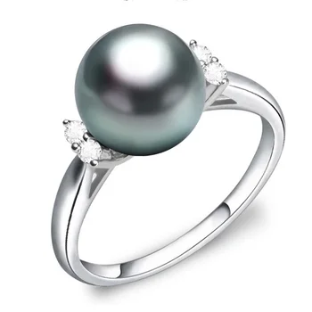 YS 9-10mm Loomulik Tahiti Kultiveeritud Pärl Sõrmus 925 Sterlng Silver Pearl Ring