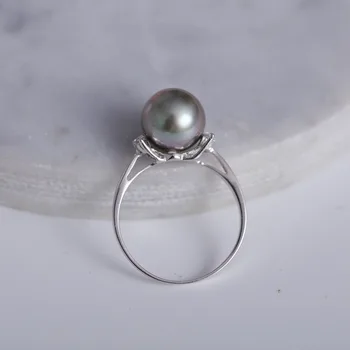 YS 9-10mm Loomulik Tahiti Kultiveeritud Pärl Sõrmus 925 Sterlng Silver Pearl Ring