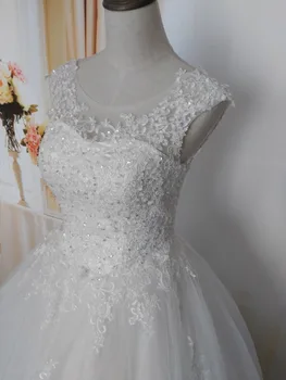 ZJ9128 2019 uus helmed crystal litrid Valge Elevandiluu Elegantne Pulm Kleidid brides pluss suurus ametlik kullake pitsäärega