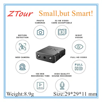 ZTour XD 1080P Mini Lapsehoidja Smart-Kaamera IR-CUT Infrapuna Öise Nägemise Mikro-Cam liikumistuvastus DV Toetada Peidetud TF Kaardi