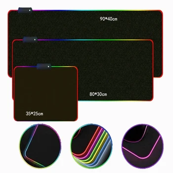 Üks Töö Mängimine RGB Mouse Pad Suur 90x40Cm Arvuti Desk LED-Mousepad XXL Non-slip klaviatuur Suur Hiir Matt