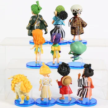 Üks Töö Wano Riik Luffy Zoro Sanji Nami Õiguse Chopper Kinemon Otama PVC Arvandmed Mänguasjad Anime Figurals Figuriin 10tk/set