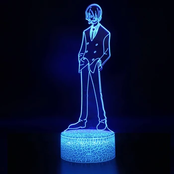 Üks Tükk Öö Valguses Luffy Sanji Zoro Nami 3D LED Illusioon Öö Tabel Lamp Anime, Joonis Lamp Magamistuba Decor Lastele Kingitused