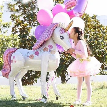 Ükssarvik Pool Kaunistused Asjade 3D-Suur Unicornio Jalgsi Loomade Foolium Õhupallid Tüdrukud Sünnipäeva Teema Pool Decor Soosib